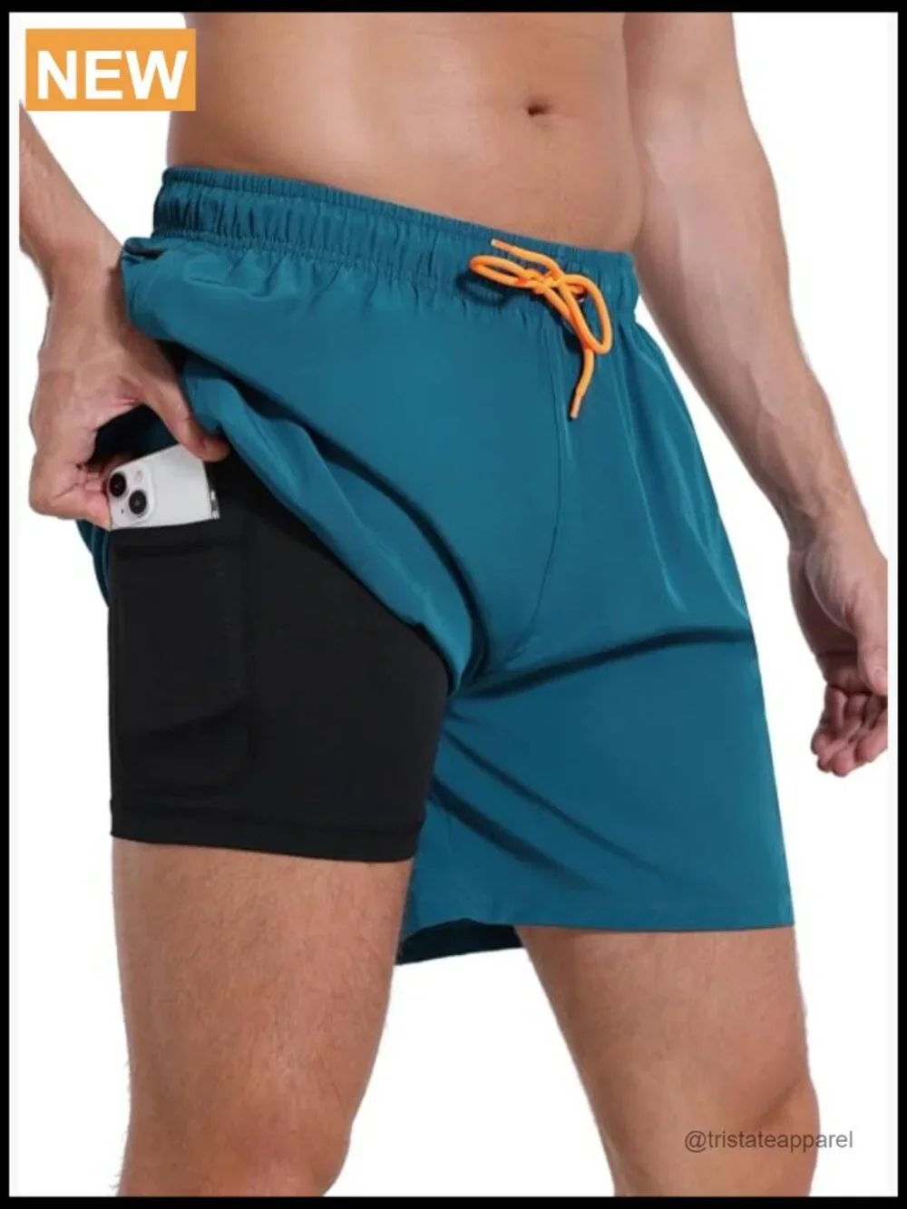 Men's Quick Dry Swim Trunks with Compression Liner & Zip Pockets